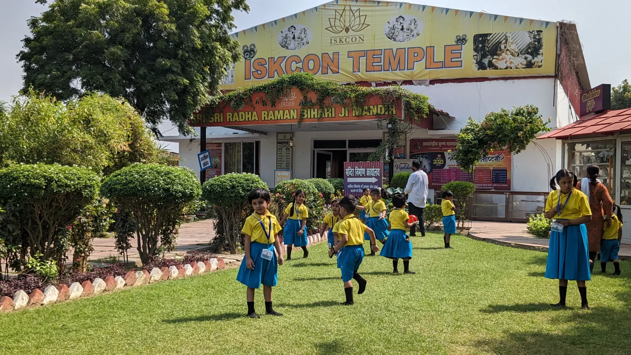 Our children are having fun at ISKON's Temple Garden.